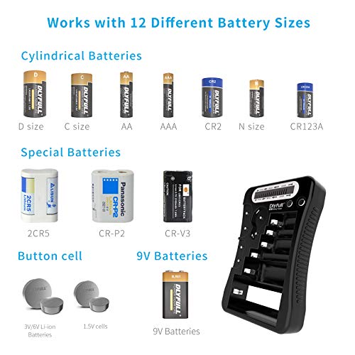 Тестер на батерии, Dlyfull Lcd Дисплеј Универзален Проверувач На Батерии ЗА AAA C D 9V CR2032 CR123A CR2 CR2 CR2 2CR5 CRP2 1.5 V/3V Батерии Со Копчиња, Вклучени 2x Aaa Батерии