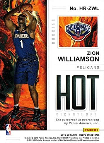 2019-20 Panini NBA Hoops Hot Hot Rookie Signatures HR-ZWL Zion Williamson Сертифицирана картичка за автограмска кошарка
