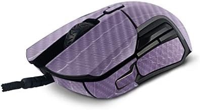 MOINYSKINS јаглеродни влакна кожа компатибилна со Steelseries Rival 5 Gaming глушец - Виолетова гатачка кожа | Заштитна, издржлива завршница