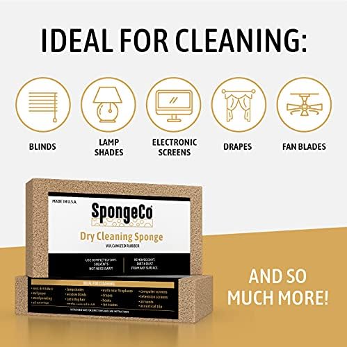 Spongeco - суво чистење сунѓер за чистење на саѓи - миленичиња коса, чад, саѓи, отстранувач на прашина и нечистотија - 3x6x3/4