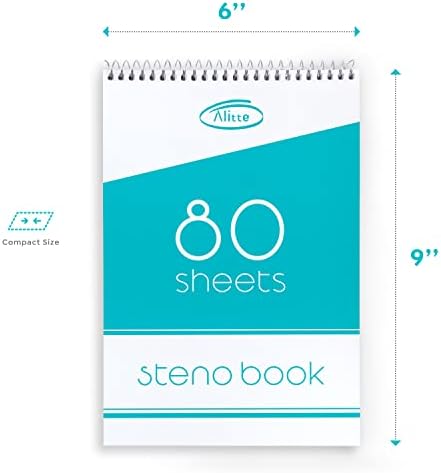 Алит Стено влошки - 6x9 Топ врзана спирала - 6 пакувања за пишување на пакувања за земање белешки - Белешки за работа, училиште и домашна употреба - лесни страници со со?