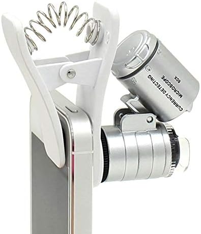 Merlin Scientific® 60x ZOOM LED клип-тип Loupe микроскоп за накит за накит лупета лупа микро леќи за универзални мобилни телефони