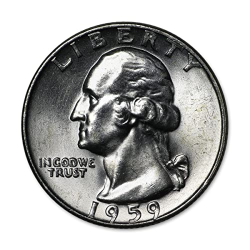 1959 P Вашингтон четвртина 25с брилијантен нециркулиран 90% сребрени детали албум банка скапоцен камен BU редок врвен нане уникатен избор