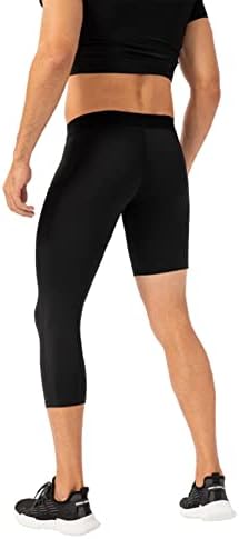 Панталони за компресија на Валкач 3/4 Компресија на една нога, нозе, атлетски основни слоеви долна облека за кошарка за трчање во кошарка