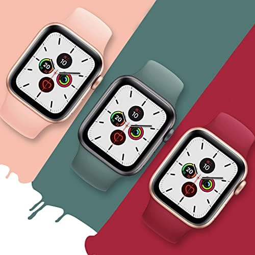 Ryb Watch Bands компатибилни со Apple Watch Series SE 7 6 5 4 3 2 1 За жени и мажи, мека силиконска замена за замена компатибилен со iWatch
