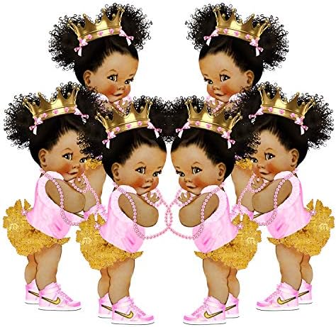 Декорација на розово злато принцеза, афроамерикански декорација за туширање за бебиња