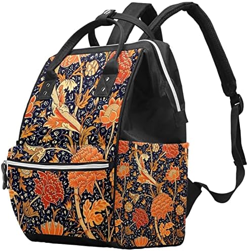 Ранец на торби за пелена VBFOFBV, големи унисекс кеси, повеќенаменски пакет за патувања за мајки, гроздобер црвен божур лотос портокал