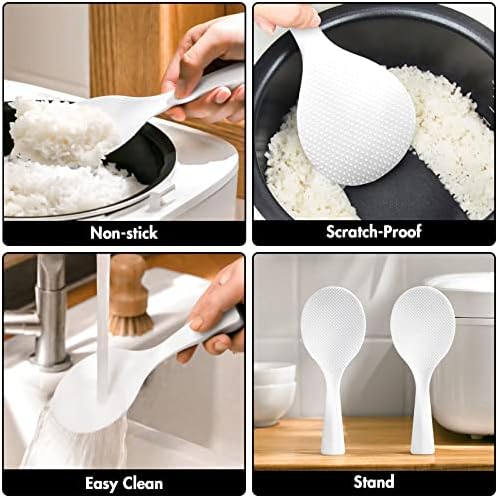 2 Парчиња Пластична Лопатка За Ориз, Нелеплива Стоечка Шпатула Со Лажичка За Ориз, Топлинска Отпорна Лажица За Шпорет За Ориз