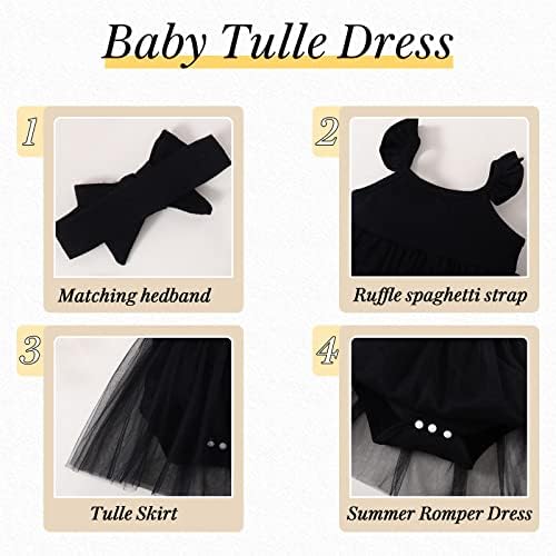 Опаво новороденче фустан за новороденче Тул фустан девојче со фото-фустан облека летен ромпер со каиш и лента за глава 0-18 месеци