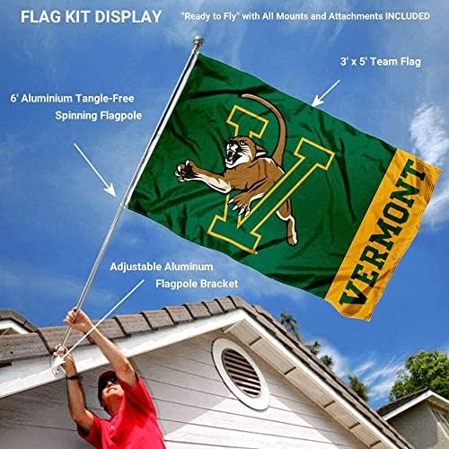 College Flags & Banners Co. Co. Vermont Catamounts Flag и Pole Bracket Mount Bunder