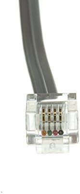 CableWholesale 7 стапки Телефонски кабел, RJ11 Златни конектори, 6p / 4C, сребрен сатен, 28awg, директно, RJ11 Телефонски кабел