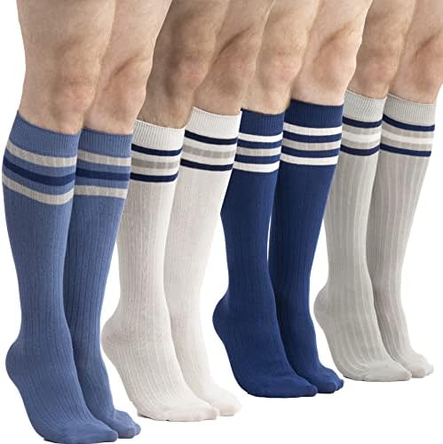 Serici 4 x Mens Knee High Cotton Chops Chods | Над чорапите со теле | Чорапи за облекување | Големина 9-11