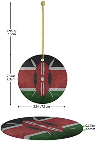 Ретро Кенија знамето во форма на Божиќ украсен божиќен украс Божиќ, керамички украси Сувенири подароци со двојно еднострано порцелан приврзок