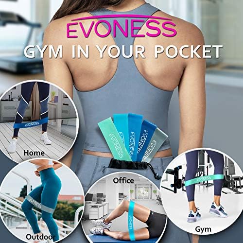 Evoness - Опсег за вежбање на отпор за нозе за нозе, за домашен фитнес комплет од 5