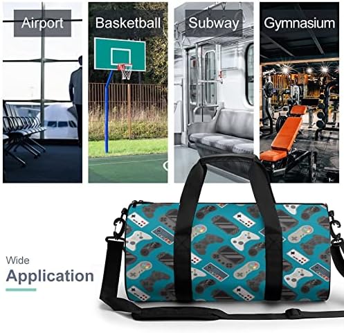 Ретро видео игри контролер Спортска салата торба Трајни цилиндрични торби за дуфли за спортски сали за патувања