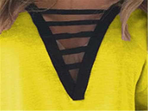 Andongnywell женски кратки ракави Туники врвови блузи случајни V вратот маички маички летни повеќебојни преголеми врвни врвни врски