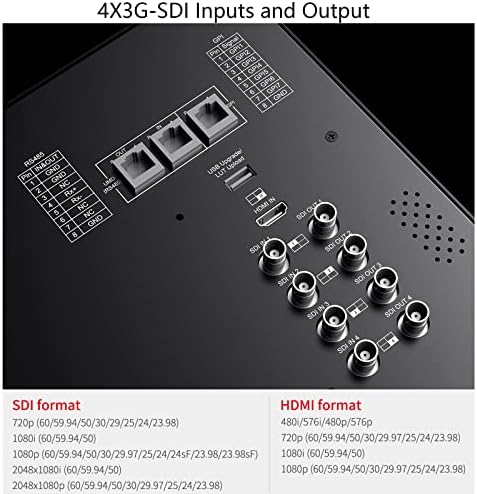 SEETEC ATEM156S-CO 15,6 инчи мулти-камера емитувана монитор со влез 4x3g-SDI 1 HDMI во квад-сплит приказ за студиска телевизиска продукција