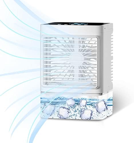 FRSARA MINI преносен климатик, испарувачки климатик со двојна глава за влага за влага, ладење на спреј, автоматска ротација од 90 степени,