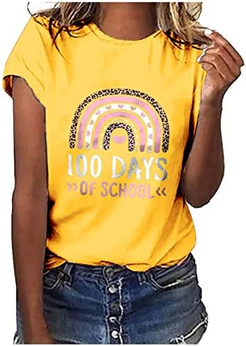 Womenените врвови, вратоврска боја среќен 100-ти ден на наставници по училиште 100 дена маица смешни симпатични графички тимови за