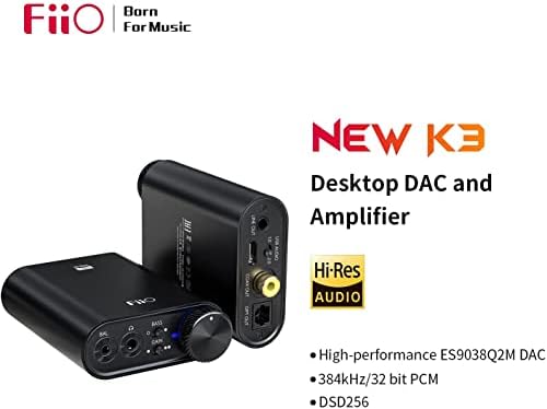 Fiio NEWK3 Засилувач Слушалки Засилувачи Преносни Висока Резолуција 384khz/32bit DSD256 USB Тип-C Без Загуби За КОМПЈУТЕР/Лаптоп/Паметни Телефони/Звучник Дома Аудио