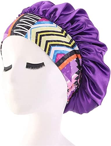 Сатенска хауба за коса за жени, еластична широка лента капаче за спиење единечен слој капа за плетенка кадрава природна коса атрактивен
