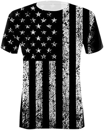 CGGMVCG жени 4 -ти јули кошула со кратки ракави со кратки ракави, ленти со starвездички печатени маици патриотска облека обични врвови на врвови