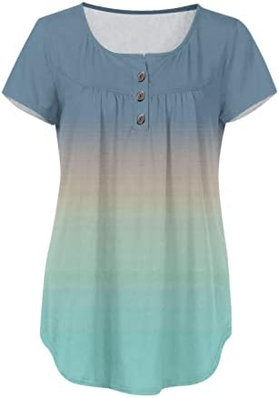 Letulенски летни маици со маици вратоврска боја кратки ракави врвови за хеланки копче пуловер лабава вклопени кошули со блузи, врвови