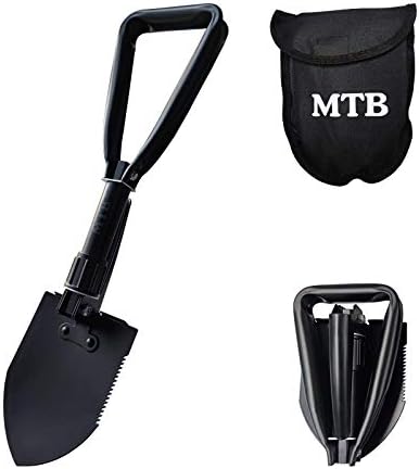 MTB воена преклопна лопата лопата за кампување, алатка за вметнување на јаглероден челик w/дрво пила и тактички куќиште за носење,