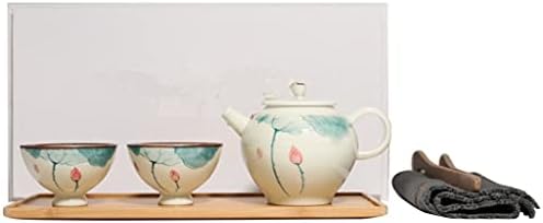 Gppzm керамички рака насликан лотос керамички чај сет 1 тенџере 2 чаши 150 мл кунг фу чајници порцелан