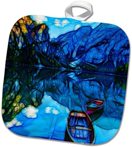 3drose два чамци на планинско езеро слика на светло нанесено сликарство - постери