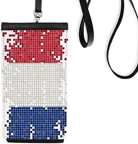 Франција едноставна решетка Национална знаме телефонска паричник чанта што виси мобилна торбичка црн џеб