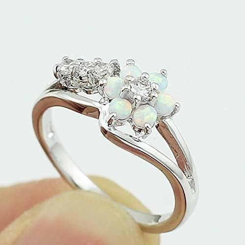 Пинк Опал Кубна цирконија ЦЗ прстен за ангажман на скапоцен камен за жени за жени дами цветен накит