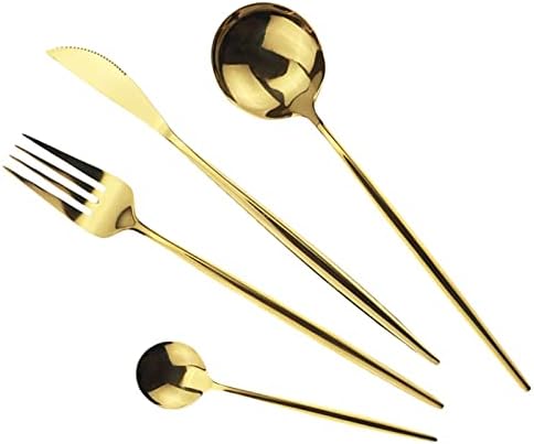 40 парчиња/поставени златни прибор за јадење постави ножеви вилушка лажица вечера 304 не'рѓосувачки челик за вечера, поставен