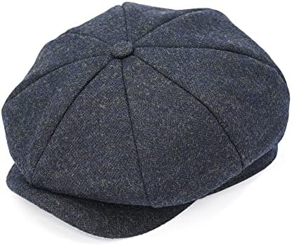 Caperague Wool Newsboy Cap For Men Women - Класичен гроздобер Gatsby Lvy Cabbie Hat Flat Beret Cap прилагодлива големина