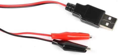 Униор Алигатор клип до USB Адаптер за жица за тестирање на црвена црна жица Алигаторски клип тест кабел, 50см/ 19,67 инчи, пакет од 3
