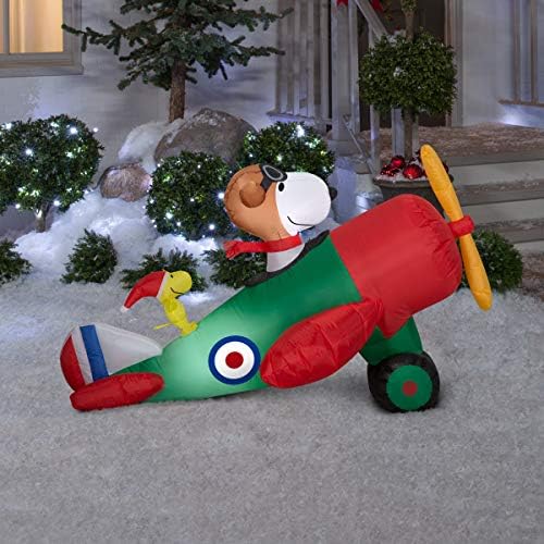 Bemmy Christmas Airblownable Airblownable 4,5 'Snoopy во сцена во авион