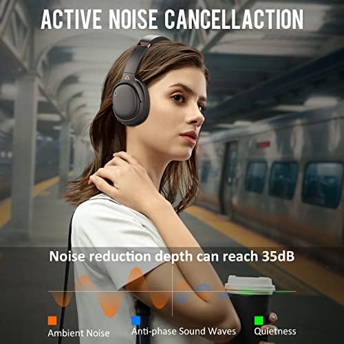 Активни слушалки за откажување на бучава E600PRO, 80 часа безжична слушалка за играње со APTX, слушалки со Bluetooth со вграден микрофон,