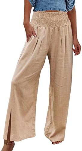 Панталони за жени, елегантно широко нозе со високи половини, цветни панталони панталони со џебови