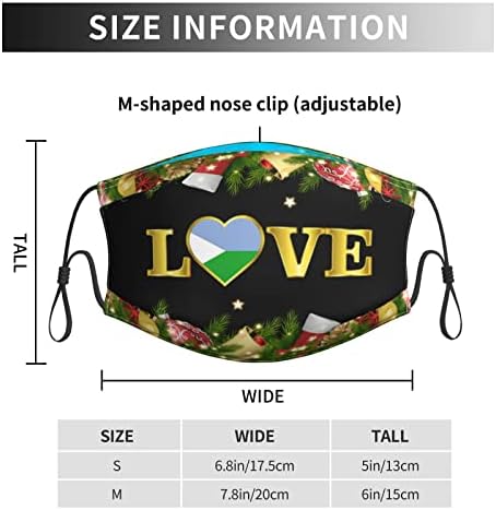 ЗАЛТАС Златна Љубов Типографија Џибути Знаме Маска За Возрасни За Повеќекратна Употреба Крпа маски Заштитете Ја Устата И Лицето