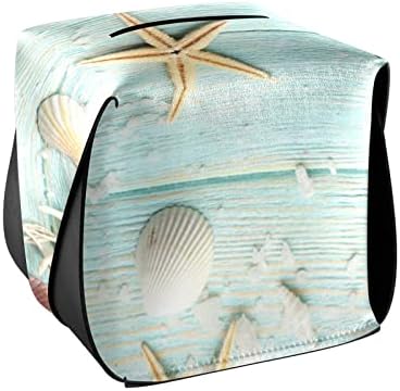 Seastars школки дрвени ткива кутија покриваат правоаголен држач за кожни ткива со рачка на рачка на ткиво на лицето за додатоци
