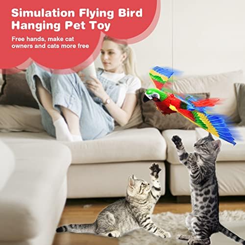 Симулација На Играчки За Летечки Птици За Мачки Интерактивна Електрична Имулација На Папагали Домашно Милениче Внатрешно Автоматско Закачување