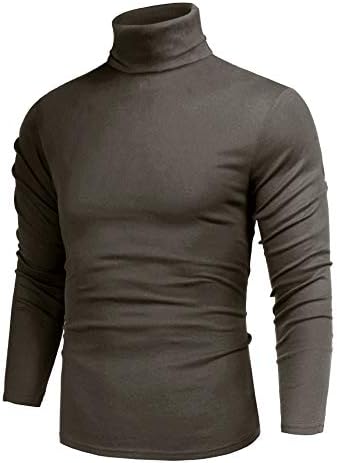 Обичен тенок тенок на Poriff Men's Facive Tops Plicated Lightweight Turtleneck Pullover џемпер