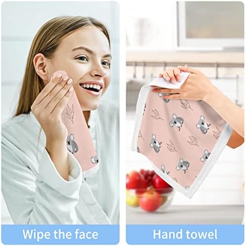Алаза миење крпа сет симпатични лисја од коала - пакет од 6, памучни крпи за лице, високо апсорбирачки и меки чувства за прсти крпи