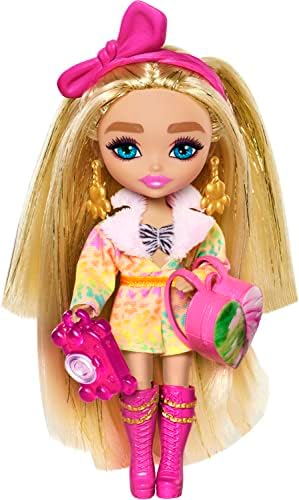 Барби Екстра Мини Патување Кукла Со Сафари Мода, Барби Екстра Летаат Мала Кукла, Животински Печатење Облека Со Додатоци