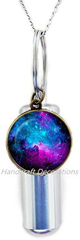 HandcraftDecorations Nebula Space Glass Urn.Galaxy Cremation Urn ѓердан.Space, универзум накит.turquoise, urnk.birthday подарок.f098
