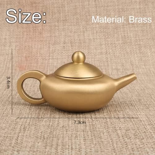 Ktdzone Mini Metal Decorative Teapot, кинески стил месинг полиран чај тенџере украсен украс за домашен декор