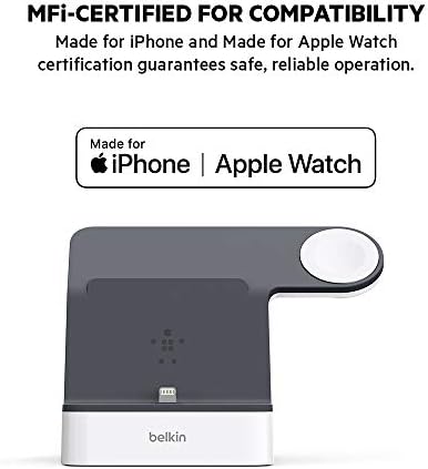 Belkin 2 -во -1 iPhone & Apple Watch Charging Dock - станица за полнење на електрична енергија + штанд за полнење на Apple Watch - дизајниран