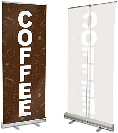 Banner Buzz Направете го тоа видливо кафе што може да се повлече на банер за прилагодлив штанд - Вертикален знак на знак за настани во продавница