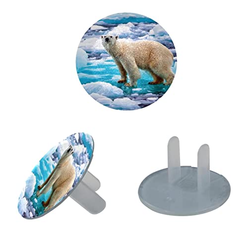 Обвивки на приклучокот за излез 24 пакувања, заштитник на приклучокот за поларна мечка, пластични приклучоци со 2-погрозени за електрична енергија, електрична изола