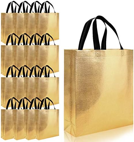 16 парчиња сјајни еднократни намирници за намирници торбичка торба со рачка сегашна торба за Божиќни торби за подароци најголемиот